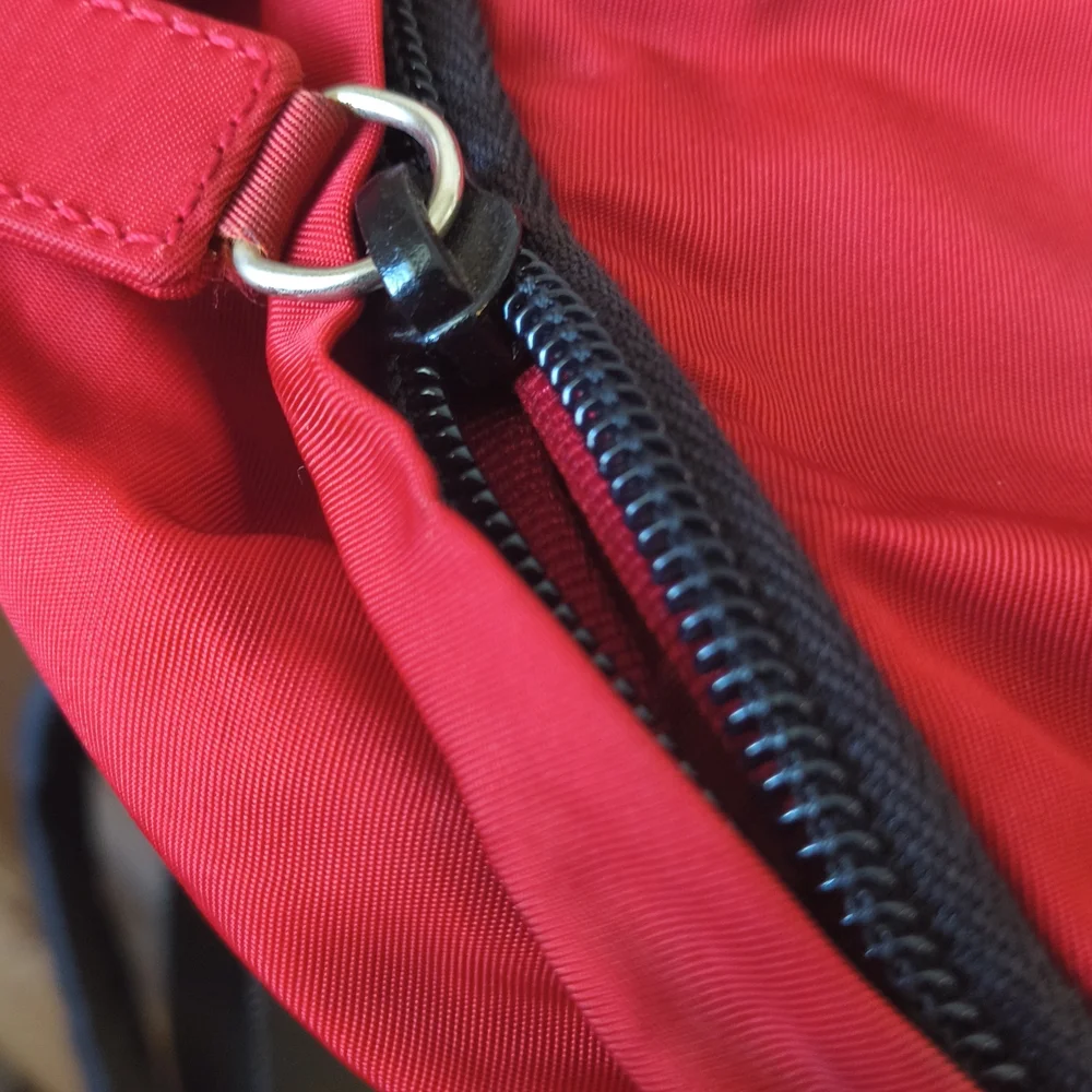 Y2K Prada Red Nylon Backpack Utility Tactical Vintage - Adjustable Waist Strap